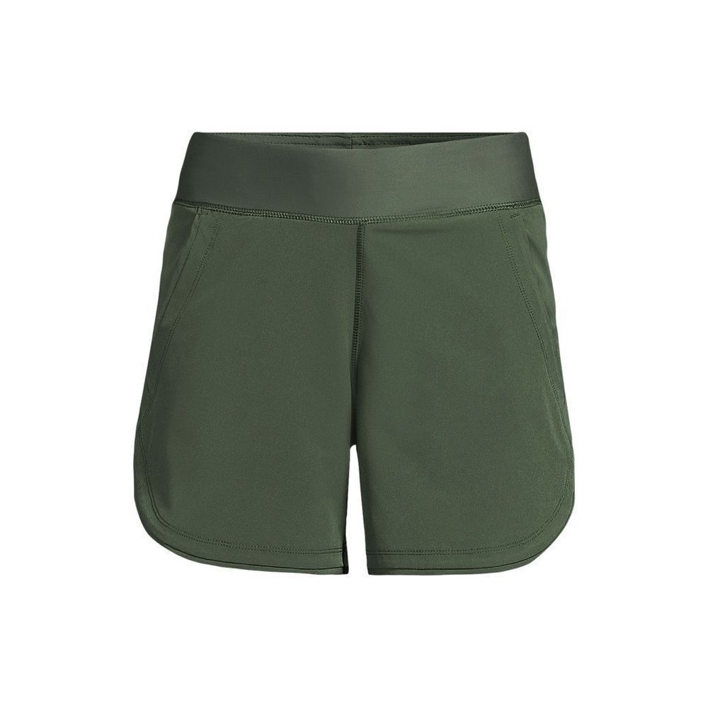 Land's End Plus Size comfort waist 5" swim short with panty rich olive green 16W